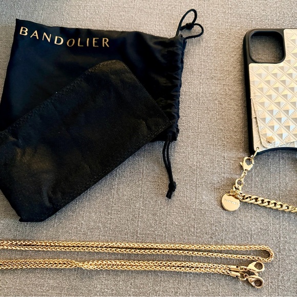 Bandolier Pyramid Embossed Phone Case with Gold Chain for iPhone 14 Pro - Picture 1 of 6